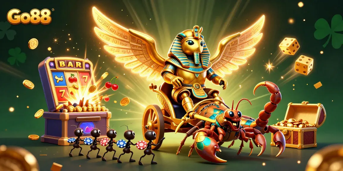 Experience thrilling gameplay at Go88 with a vibrant 3D casino scene featuring epic characters, jackpot excitement, and engaging casino elements.