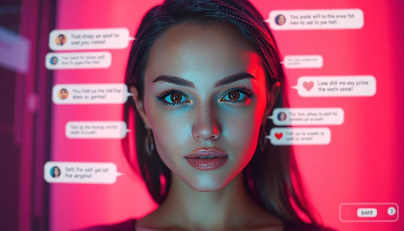 AI chat nsfw interaction with a charismatic character in a modern chat interface.