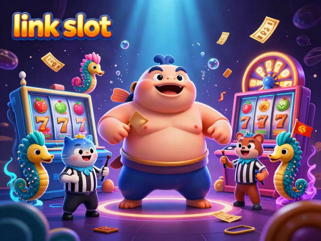 Experience the thrill of winning in this vibrant link slot casino scene featuring exciting 3D animations.