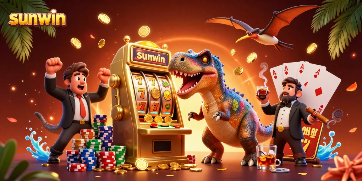 Experience the thrill of sunwin's jackpot celebration with dynamic casino characters and vibrant visuals.